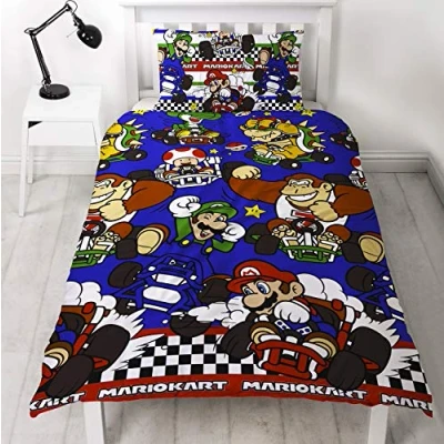 Image of Nintendo Mario Kart &#039;Racer&#039; Single/Double Duvet Cover Reversible Bedding Set (Single Duvet)