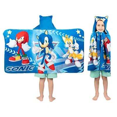 Image of Franco Sonic The Hedgehog, Anime, Bath/Pool/Beach Soft Cotton Terry Hooded Towel Wrap, 24 in x 50 Kids