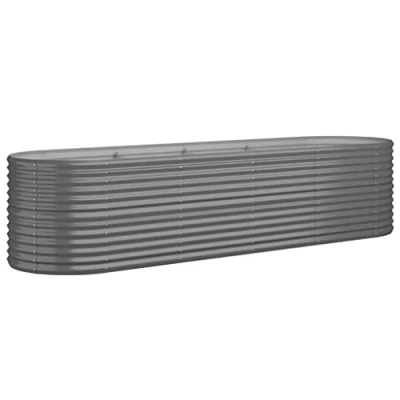 Image of vidaXL Garden Raised Bed, Large Size Outdoor Planter Pot, Powder coated Steel, Rust and Weather resistant, Grey, 296x80x68 cm Ideal for Garden, Balcony, Patio