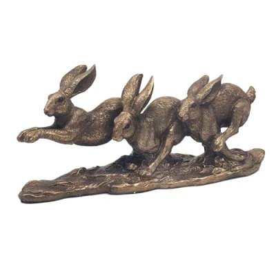 Image of The Leonardo Collection Reflections Bronzed Hare Figurine For Home &amp; Office Decor Ornaments Gift Women Men Beautiful Indoor Outdoor Living Room