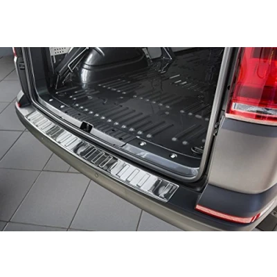 Image of Avisa Stainless Steel Rear Bumper Protector Compatible with Volkswagen Transporter T6 2015 2019 &amp; FL 2020 T6.1 2022 (with Tailgate) &#039;Ribs&#039;