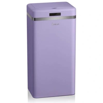 Image of Swan Retro Automatic Kitchen Trash Can Motion Sensor 45L Metal Smart Recycling Bin Large Capacity Vintage Purple