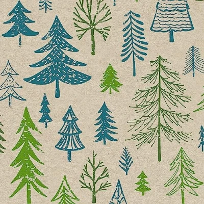 Image of 25 Napkins Christmas Winter Trees Blue Green Table Decoration Paper with Motif Made from Recycled Material Ecological and Sustainable 33 x cm