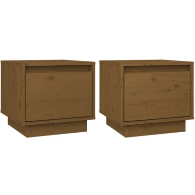 Image of vidaXL Bedside Cabinets 2 pcs Honey Brown 35x34x32 cm Solid Wood Pine