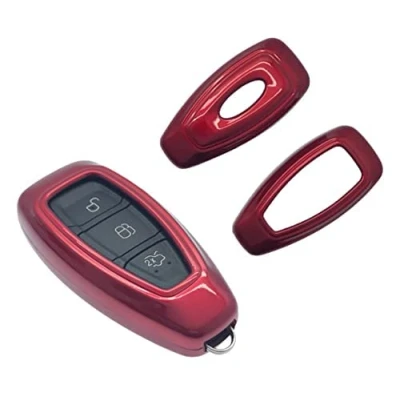 Image of ABS HARD PLASTIC GLOSSY KEY FOB PROTECTIVE SHELL CASE FOR FORD S MAX/B MAX/C MAX/FOCUS/MONDEO/KUGA/FIESTA FUSION ST 3 BUTTON REMOTE KEYLESS SMART (RED)
