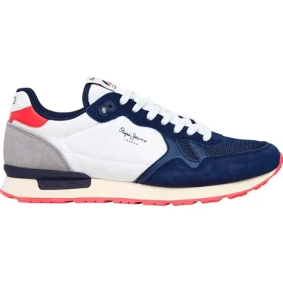 Image of Pepe Jeans BRIT CAMP Trainers, Men&#039;s, Size: 6, Navy Leather/synthetics