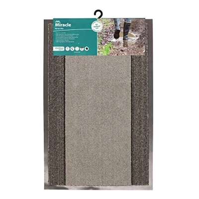 Image of JVL Miracle Grey with Charcoal Stripes Barrier Mat, 60 x 90 cm