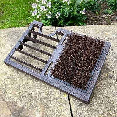 Image of Cast Iron Boot Jack Scraper Door Heavy Welly Shoe Brush Cleaner Pull Grate Decor 34cm