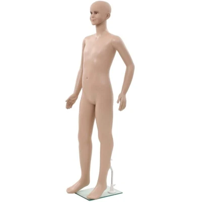 Image of vidaXL Full Body Child Mannequin with Movable Arms and Rotatable Head Ideal for Shop Display Polypropylene Construction Glass Base Beige