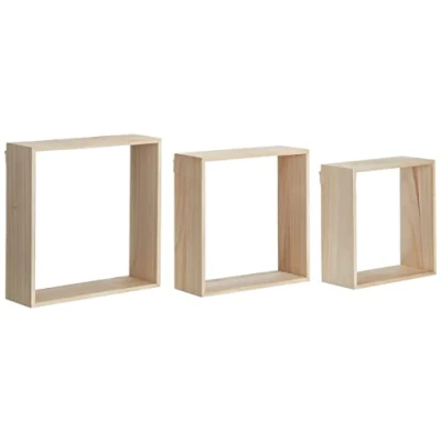 Image of Artemio 14001967 Set of 3 Square Decorative Shelves 30 x 10 cm Wood Beige