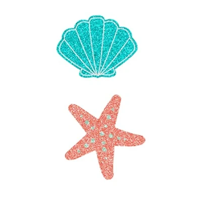 Image of Amscan 9914400 Mermaid Tales Kids Birthday Party Shell &amp; Starfish Body Stickers 4 Pack