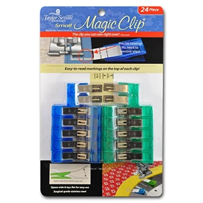 Image of Taylor Seville Originals Stainless Steel &amp; Plastic (Small) Sewing Magic Clip 24 Pieces