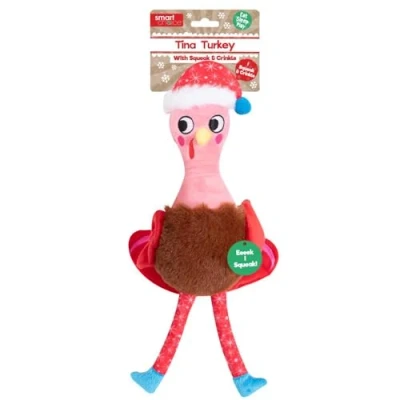 Image of YöL Christmas Turkey Pet Dog Puppy Toy Plush Squeaker Crinkle Effect Festive Play Stimulating Interactive