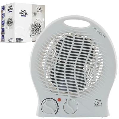 Image of SA Products Fan Heater, Electric Portable Heater with 2 Heat Settings Overheat Protection Heaters for Home, Room home Low Energy Silent (White)