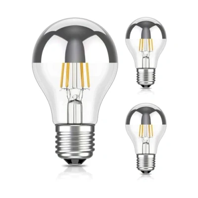 Image of ledscom.de 3 Pieces E27 LED Bulb, A60, Warm White (2700 K), 4.1 W, 461lm, Head Mirror (Silver)