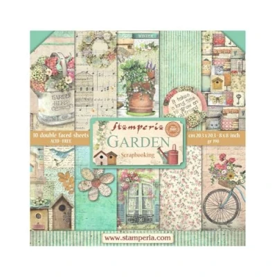 Image of Scrapbooking Small Pad 10 Sheets cm 20.3 x (8 8 Inches) Garden