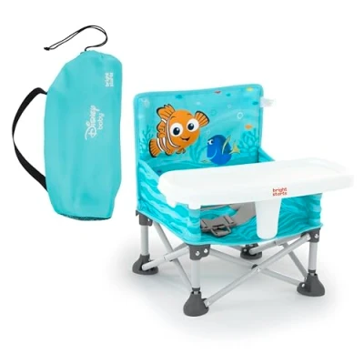 Image of Bright Starts Disney Finding Nemo Pop &#039;N Sit Portable Booster, Indoor/Outdoor Use, Floor Seat with Feeding Tray, 6 Mos 3 Yrs