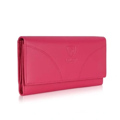 Image of J. Wilson London RFID Blocking Ladies Designer Quality Soft Sheep Leather Purse Wallet (Pink Style 2)