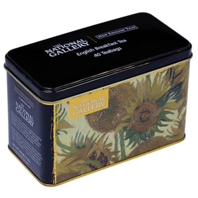 Image of New English Teas Sunflowers by Van Gogh Tea Tin with 40 Breakfast Teabags The National Gallery
