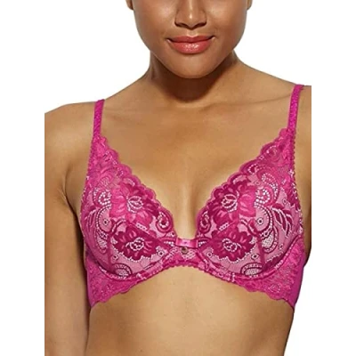 Image of Gossard Womens Gypsy High Apex Plunge Bra Pink Size 30DD