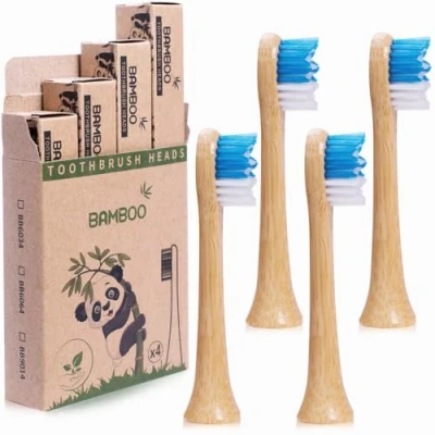Image of Bamboo Replacement Toothbrush Heads Compatible with Philips Electric Toothbrushes HX3 HX6 HX9 Series,Electric Biodegradable Eco Friendly Sustainable Recyclable (Blue 4 Pack)