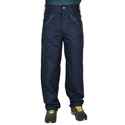 Image of True Face Mens Trouser Heavy Duty Combat Cargo Multi Zip Pockets Workwear Pants Bottoms Navy 46W X 32L