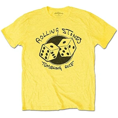 Image of The Rolling Stones T Shirt Tumbling Dice Band Logo Official Yellow L