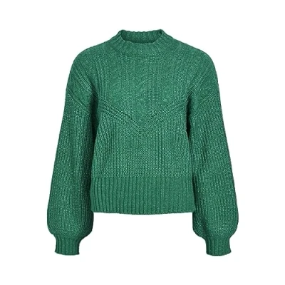 Image of Object Women&#039;s Objnova Stella Cable Knit Pullover Noos Jumper, Lush Meadow, XL