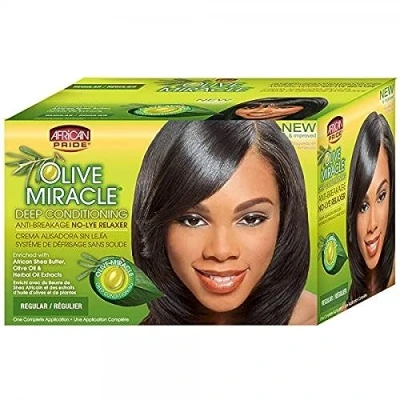 Image of African Pride Olive Miracle Conditioning Anti Breakage Hair Relaxer, 1 kit
