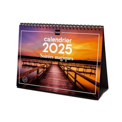 Image of Finocam Calendar Images de Bureau à Writing 2025 1 month per page January December (12 months) Magic evenings French