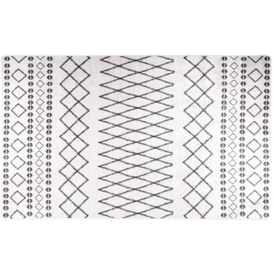 Image of vidaXL Rug Washable Black and White 120x170 cm Anti Slip
