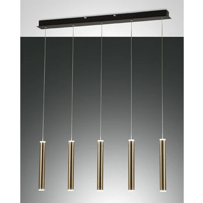Image of Prado LED Straight Bar Pendant Ceiling Light Black / Satin Brass Glass