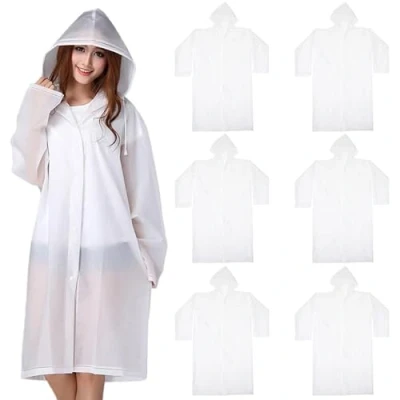 Image of BRAMBLE 6 Pack Festival Poncho (Waterproof, Adult) Reusable One Size Clear Rain for Sports Events, Hiking