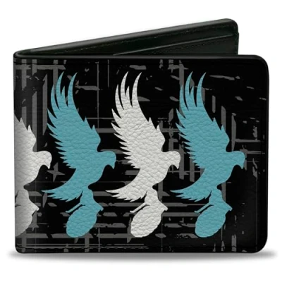 Image of Buckle Down Men&#039;s Hollywood Undead Wallet, Bifold, Dove and Grenade Logo Striping, Vegan Leather, 4.0&quot; x 3.5&quot;, Undead,
