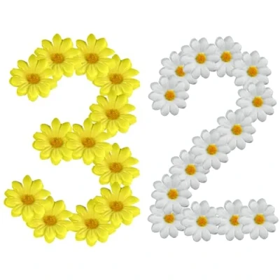 Image of HOVUK Artificial Craft Daisies, White and Yellow Fabric Flowers, 4.7cm Easter Hat Decoration for Girls, Party Trilby Bonnet Decor (32x &amp; Yellow)