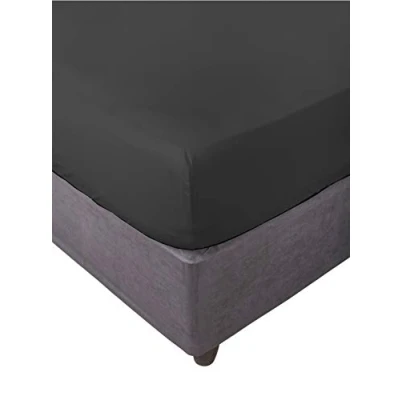 Image of Miracle Home. Fitted Sheet, Elastic, Soft, Comfortable, Anti Pilling. Cotton 50% Polyester. Black. 180 x 200 cm