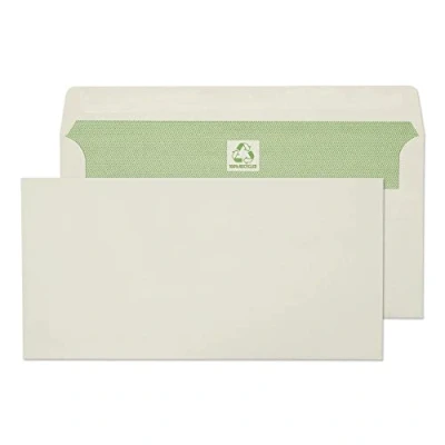 Image of Blake Purely Environmental DL 110 x 220 mm 90 gsm Flora Recycled Wallet Self Seal Envelopes (RE3258) Natural White Pack of 500