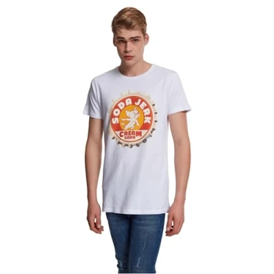 Image of MERCHCODE Men&#039;s Tom Und Jerry Soda Tee T Shirt, White, S