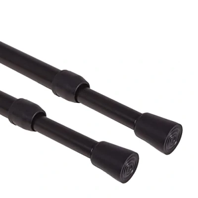 Image of GCurtain 2PCS Shower Curtain Pole No Drilling, Spring Tension Pole, 27 47 Inch, 1/2 Inch Diameter, Rubber Cap on Either End, Black