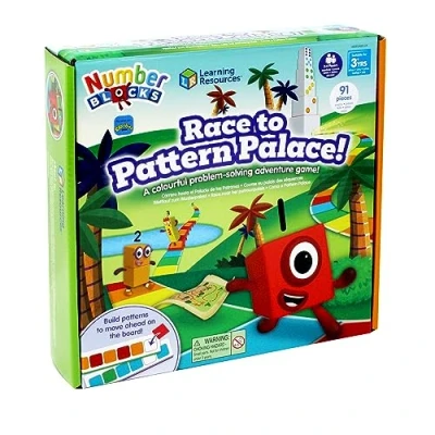 Image of Learning Resources Numberblocks Race to Pattern Palace Board Game, Gifts, Maths Games for 3 Year Olds, Learn Count, Colours, 91 Pieces