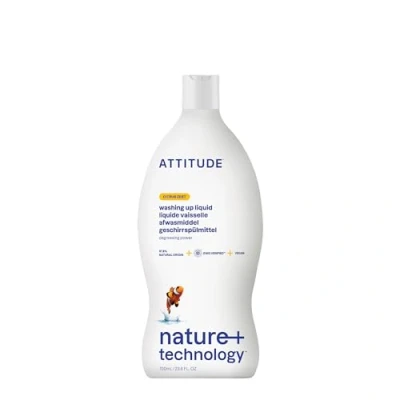 Image of ATTITUDE Washing up Liquid, EWG Verified, Advanced Degreasing Power, Plant and Mineral Based Ingredients, Vegan, Citrus Zest, 700 mL