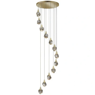 Image of Aquaria 12 Light Cluster Pendant Ceiling Matt Gold, Transparent 3000K 5400Lm