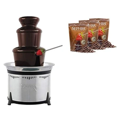 Image of Sephra Classic 18&#039;&#039; Home Chocolate Fountain &amp; 3 x 907g Milk Belgian Choc