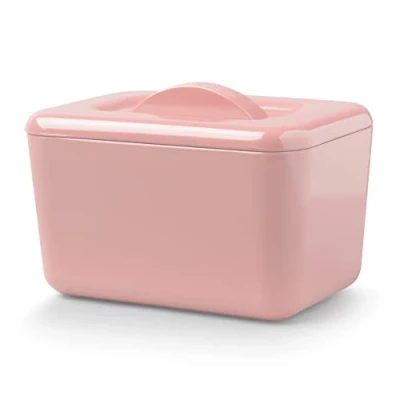 Image of Zeal Insulated Butter Dish, Large 500g Capacity Double Walled Tub/Container with Lid, Melamine Rose Pink
