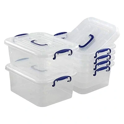 Image of Leendines 8 Liter Clear Storage Box, Plastic Boxes with Lids Set of 6