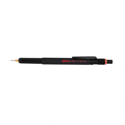 Image of rOtring 800+ Mechanical Pencil and Touchscreen Stylus Twist to Retract HB 0.7 mm Propelling Black Metal Barrel
