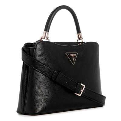 Image of GUESS Gizele Compartment Satchel Black, Black