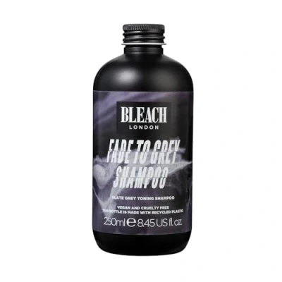 Image of Bleach London Fade to Grey Shampoo Vegan &amp; PETA Approved Toning Formula, for Blonde Hair, Colour Depositing, Chic Look, neutralises Unwanted Warmth Paraben Free (250 ml)