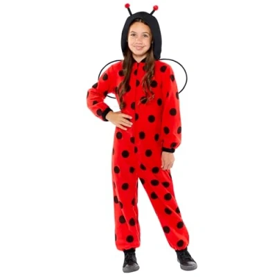Image of amscan 9919069 Childs Ladybug All in One Fancy Dress Costume (Age 8 10 Years )
