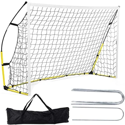 Image of Modern Outdoor Living Football Goal 8X5 Feet YELLOW Frame Ultra Portable Equipment includes Net and Carry Bag [Single Goal] (8 x 5&#039; FRAME), L